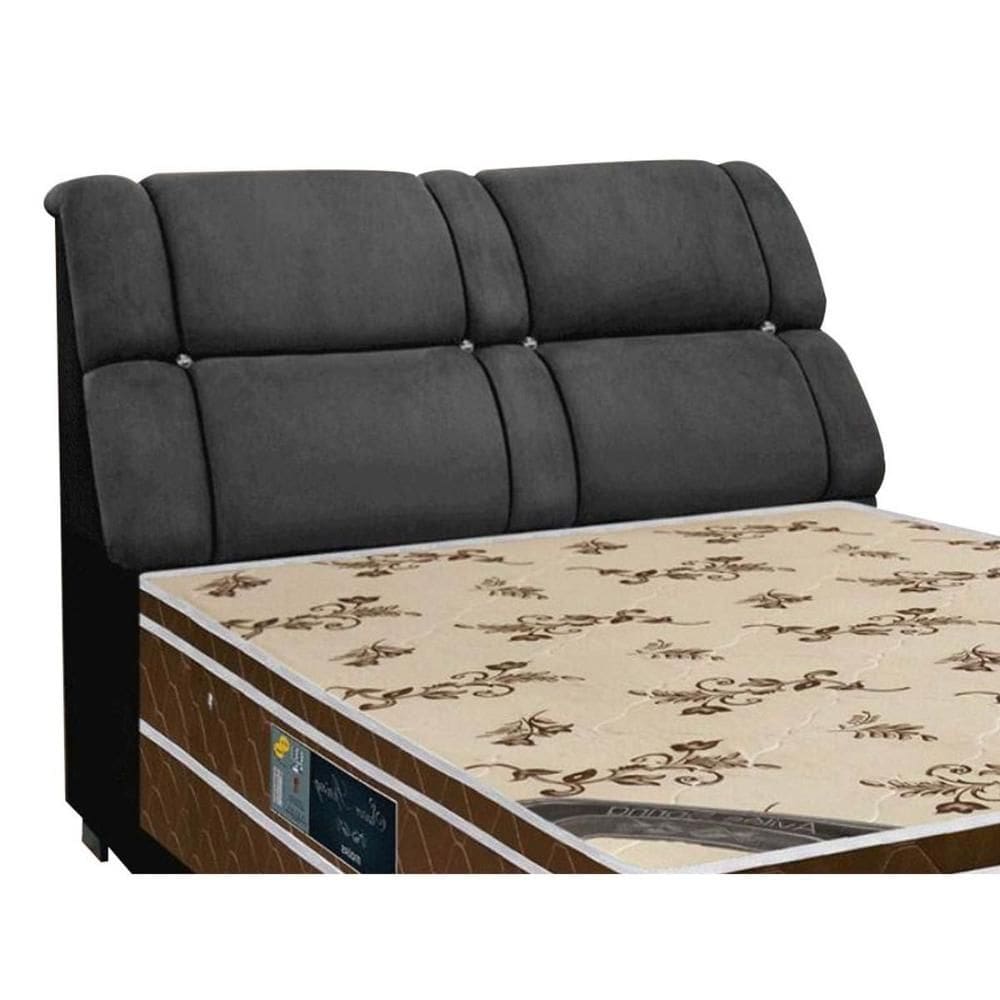 Painel de Cama Box Estofada King Imperador Suede Cinza - Simbal