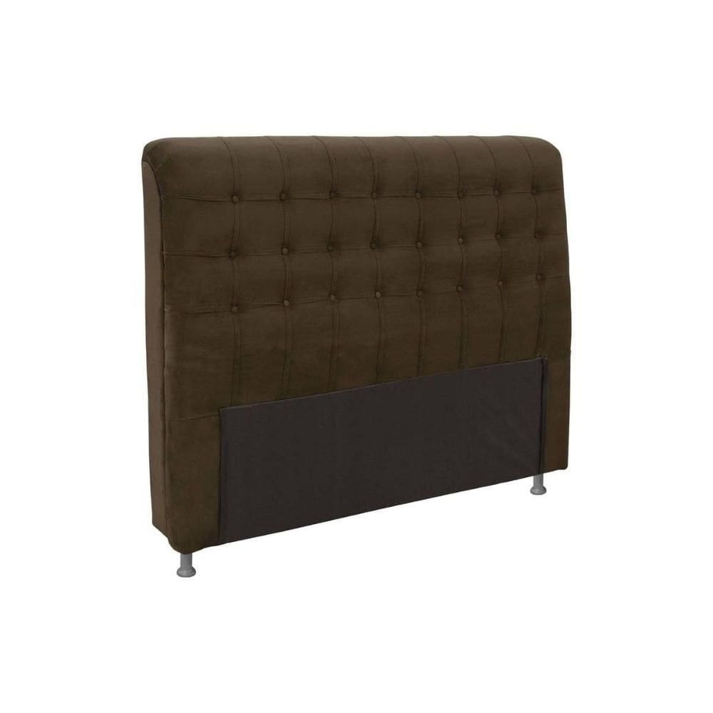 Painel de Cama Box Estofada King Dama Plus Suede Marrom Chocolate - Simbal