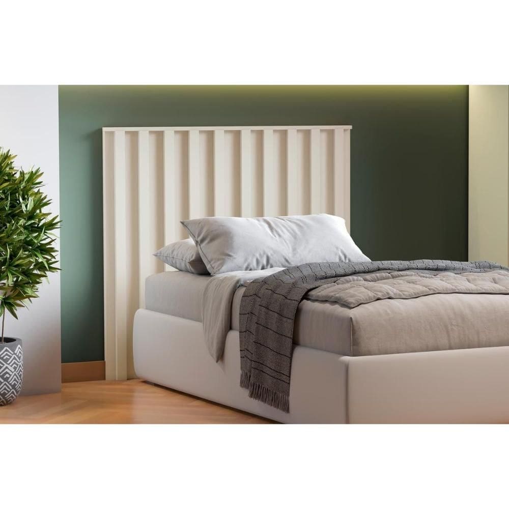 Painel Cama Box Madeirado Cabeceira Vitoria Solteiro Off White - Europa