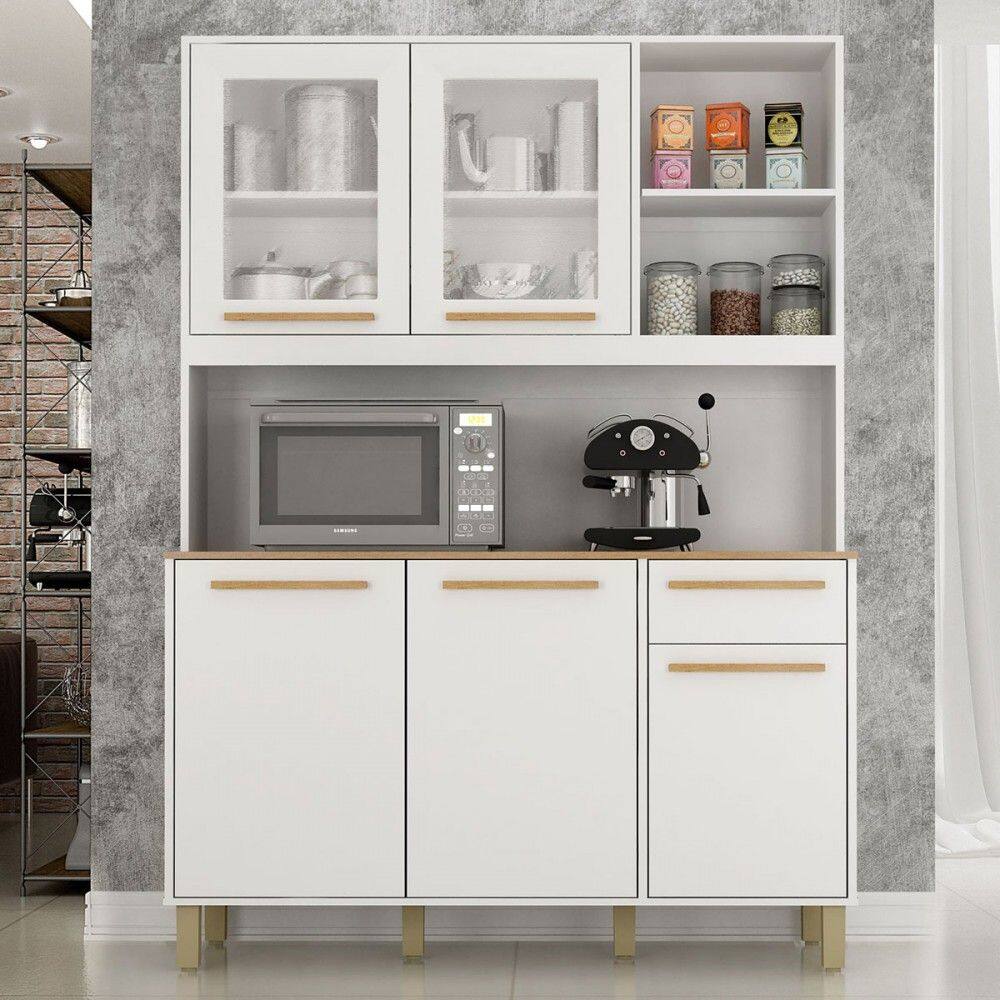 Armário para Cozinha 5 Portas 1 Gaveta Rubi Gaveta Branco - Valdemóveis