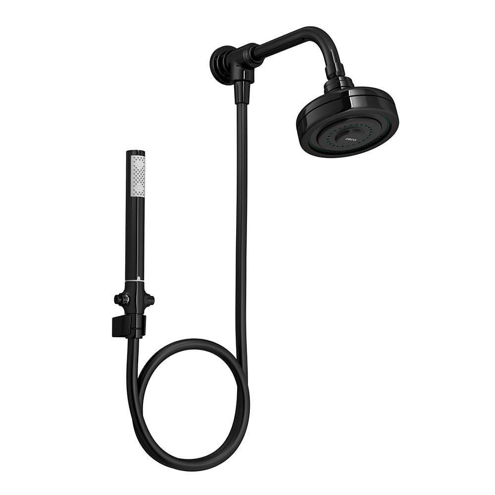 Chuveiro Deca Acqua Plus 1990.BLNO.STDKIT.N de Parede com Desviador Black Noir