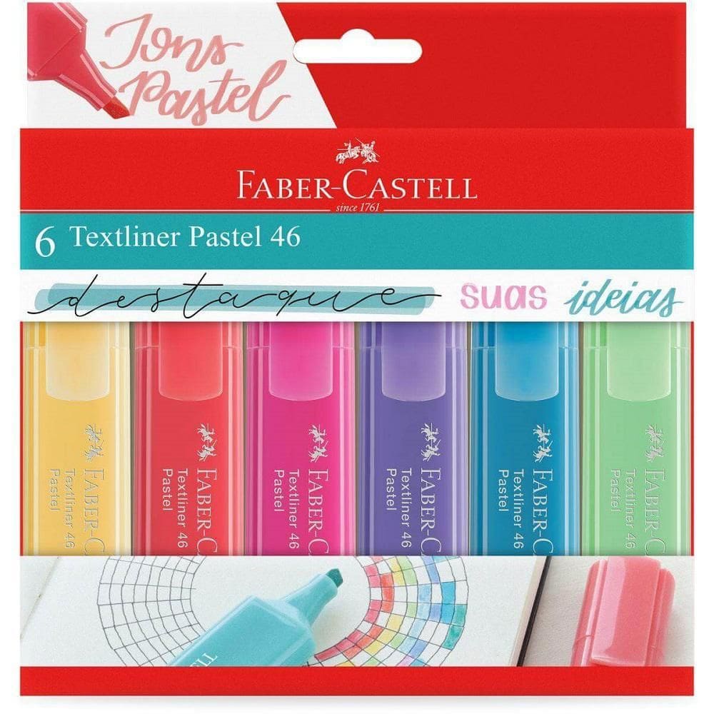 Marca Texto Textliner Pastel Faber Castell 6 Cores