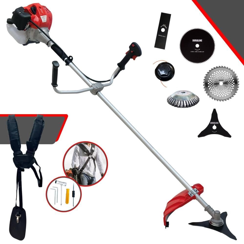 Kit Roçadeira Anmax CG430P-TB À Gasolina 43cc Com Carretel, Lâmina Facão, Lâmina 3 Pontas, Lâmina 40 Dentes, L6amina 80 Dentes e Escova de Aço
