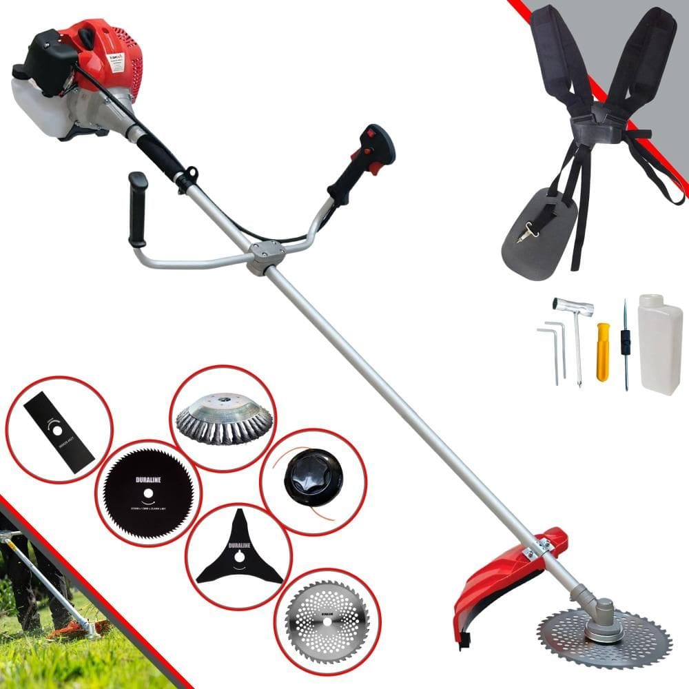 Aparador de Grama À Gasolina Anmax CG430P-TB 43cc 2HP 9.000rpm Multifuncional Com 4 Lâminas de Corte + Carretel de Nylon + Escova de Aço 38 Cerdas