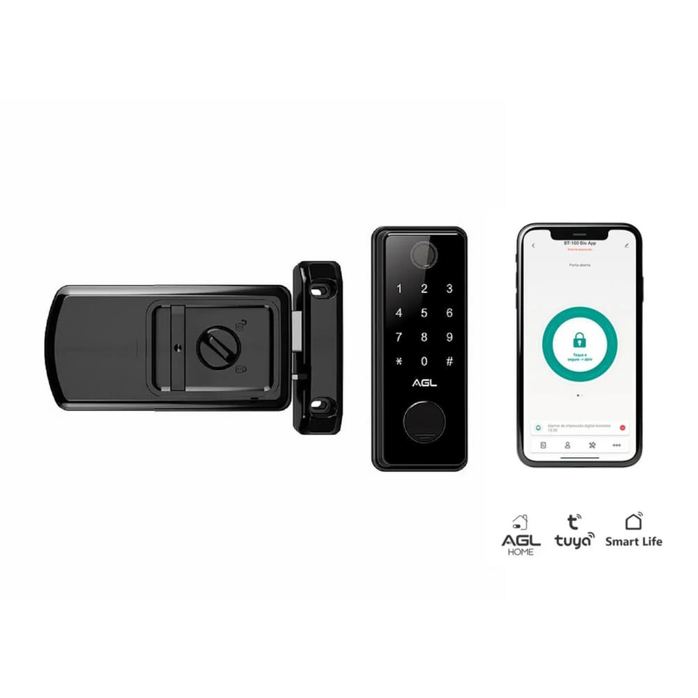 Fechadura Digital Abertura Com Biometria, Senha E Celular BT-100 Bio APP
