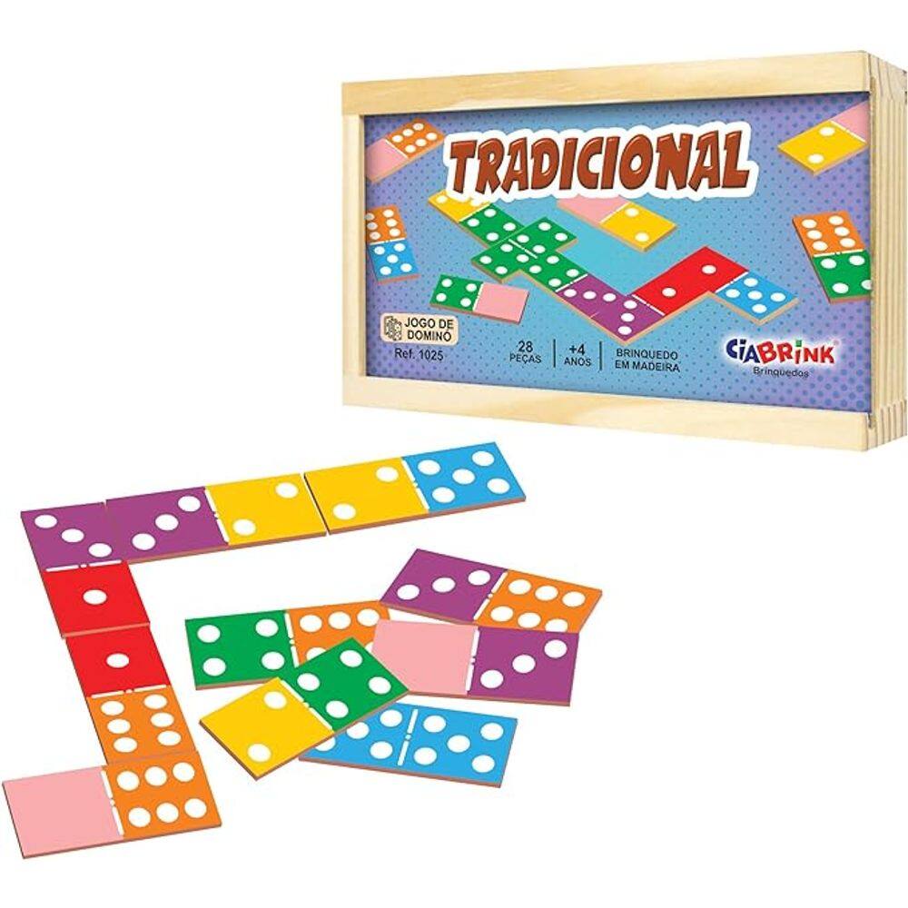 Jogo de Dominó Tradicional Caixa em Madeira