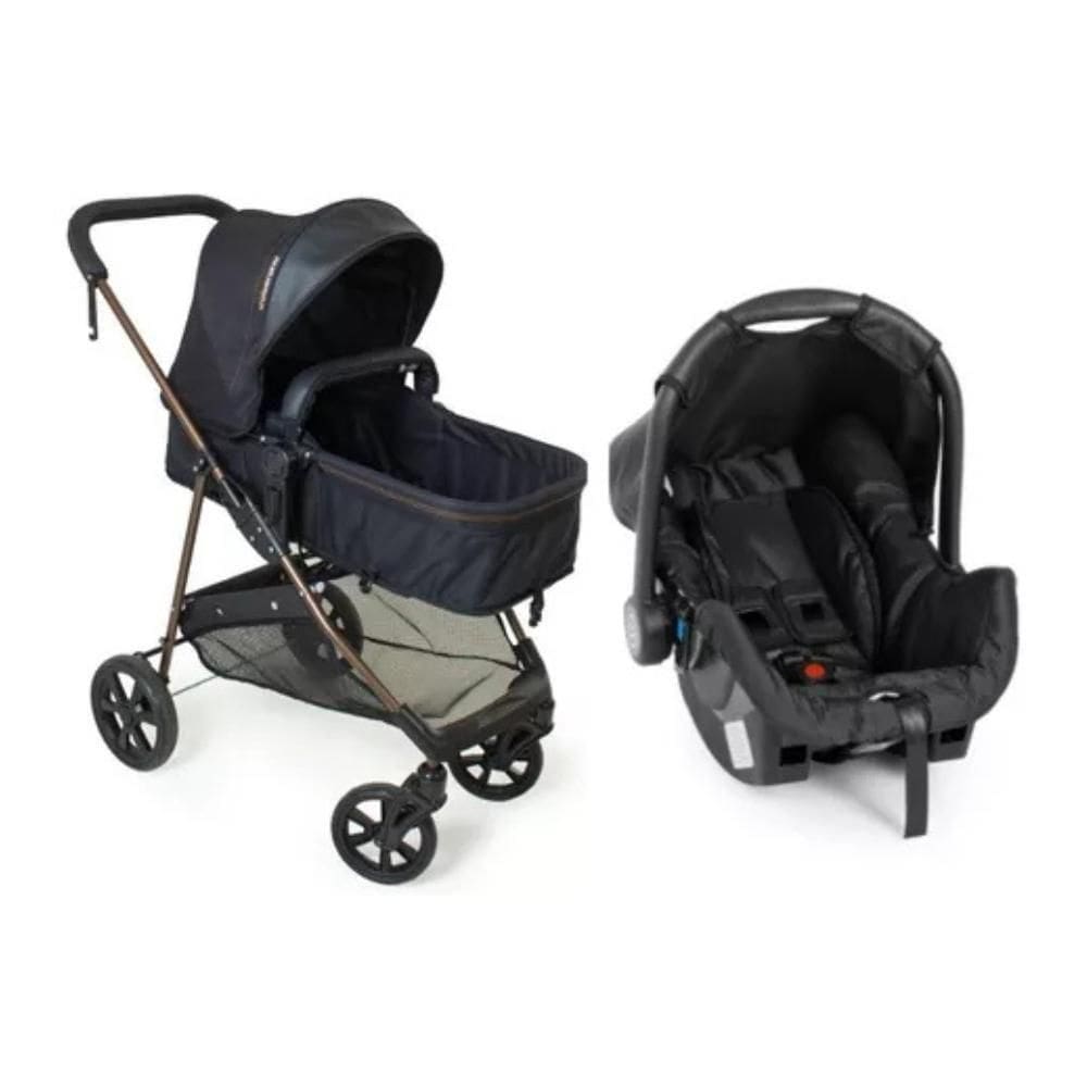 Carrinho Bebê Galzerano Napoli Travel System + Bebê Conforto Preto Cobre