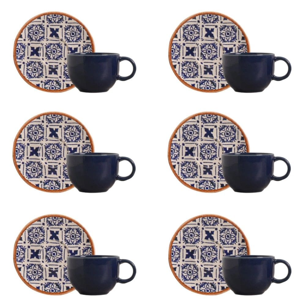 Conjunto de Xícara de Chá com Pires 06 Peças Coup New Asteca Porto Brasil