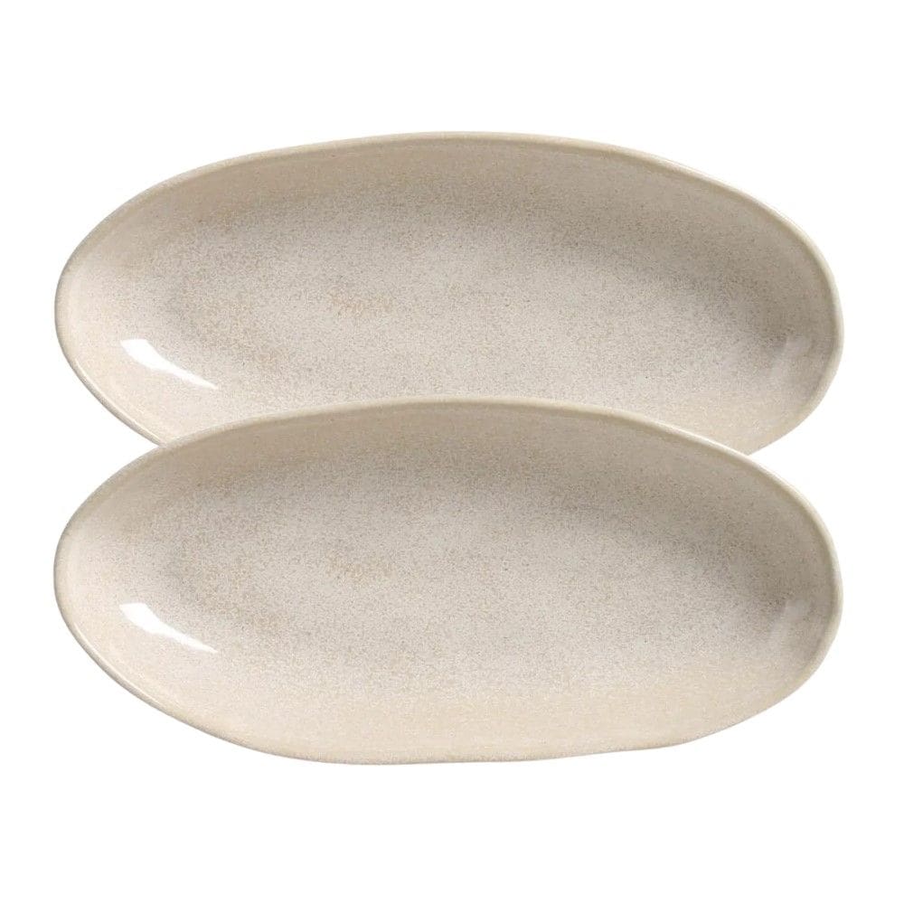 Conjunto com 02 Travessas Oval Funda Grande 32x16 cm Orgânico Latte Porto Brasil