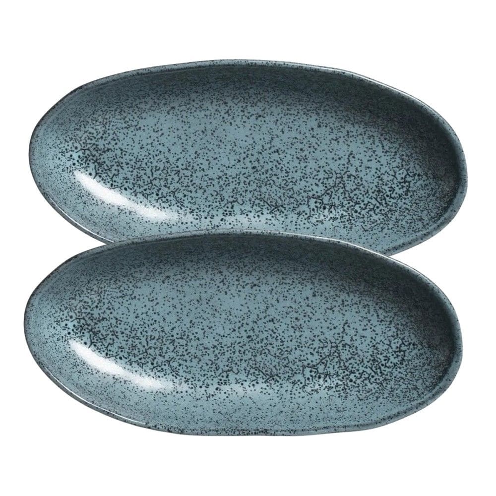 Conjunto com 02 Travessas Oval Funda Grande 32x16 cm Orgânico Night Sky Porto Brasil