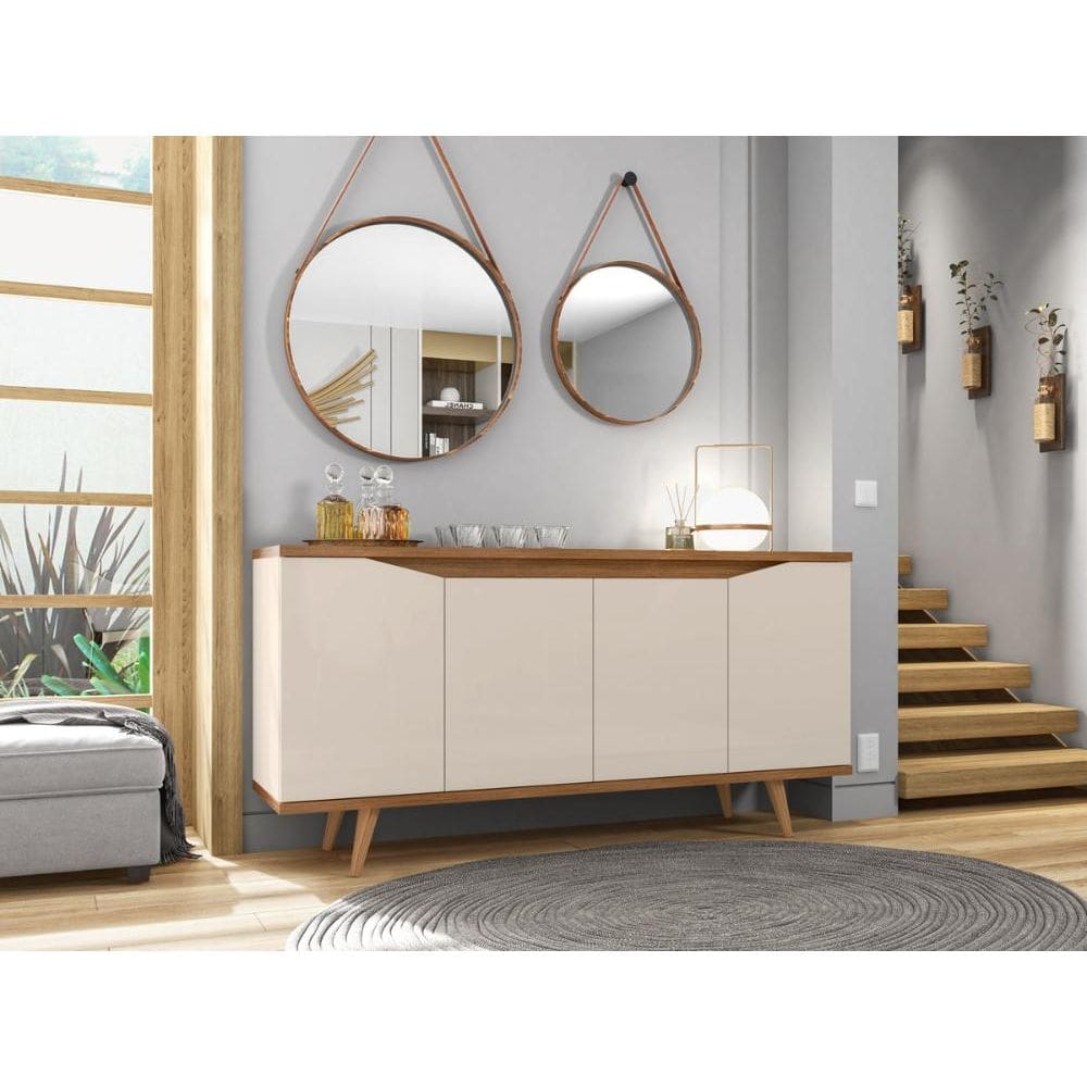 Buffet 4 Portas c/ Nichos Grace Off White/Cedro