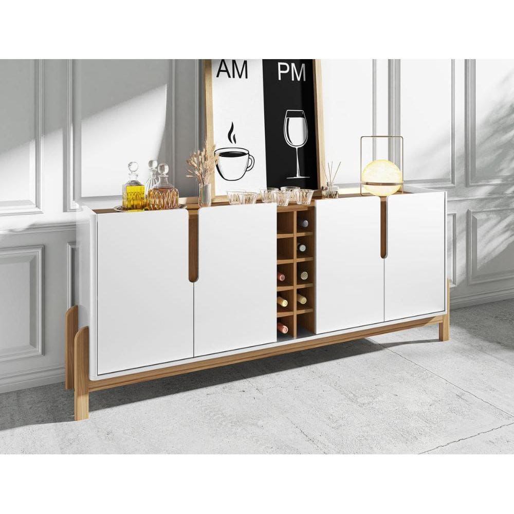Buffet 4 Portas c/ Prateleiras Lizz 1,90 Branco/Cedro