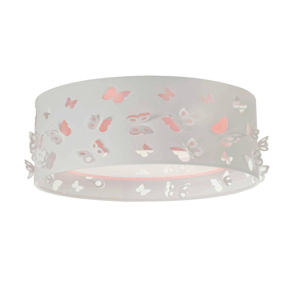 Luminária Infantil Plafon Borboletas Duplo Rosa 40X16