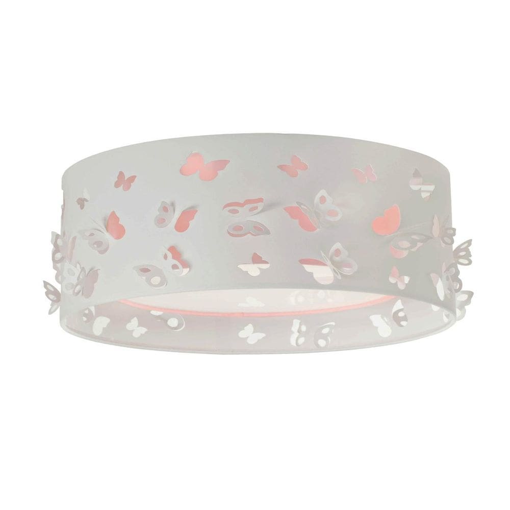 Luminária Infantil Plafon Borboletas Duplo Rosa 40X16