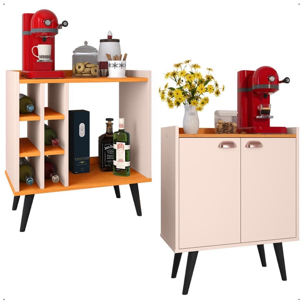 Kit Aparador Adega Porta Garrafas Barzinho Buffet Multiuso 2 Portas Cantinho Café Prateleira Interna Organizadora - Lojas RPM