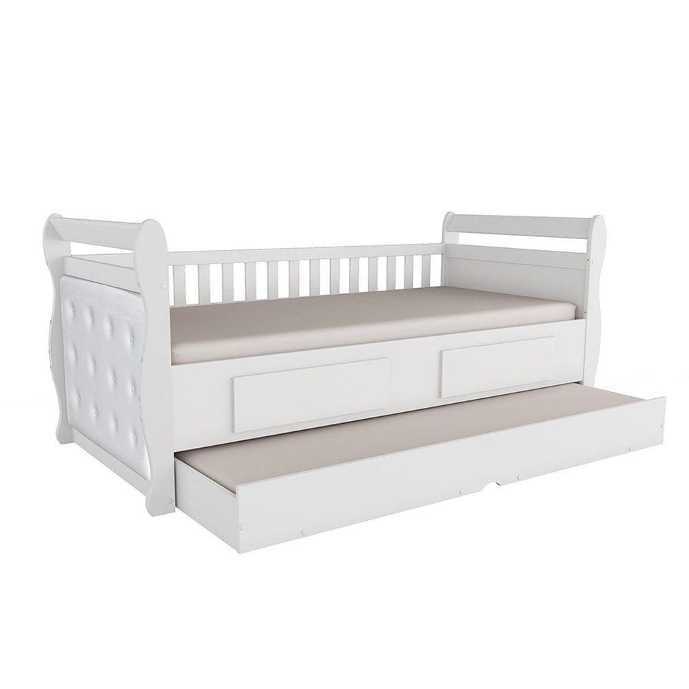 Bicama para Quarto Infantil 100% Mdf Maria Branco Brilho