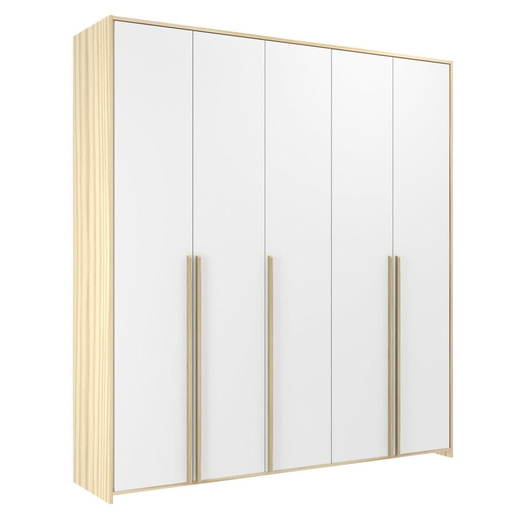 Guarda-roupa Infantil Mdf 5 Portas Modulados Branco/Marrom