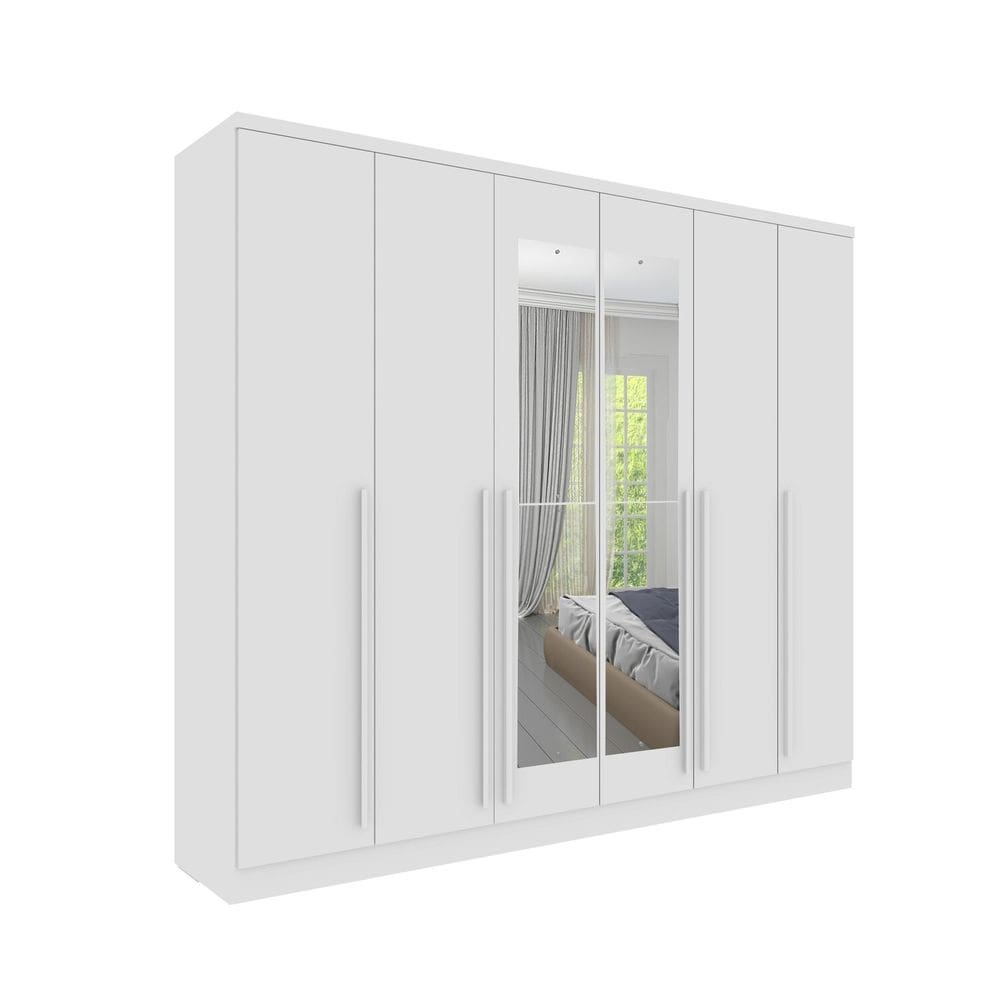 Guarda-Roupa Casal 6 Portas 8 Gavetas Puxador MDF | Extra