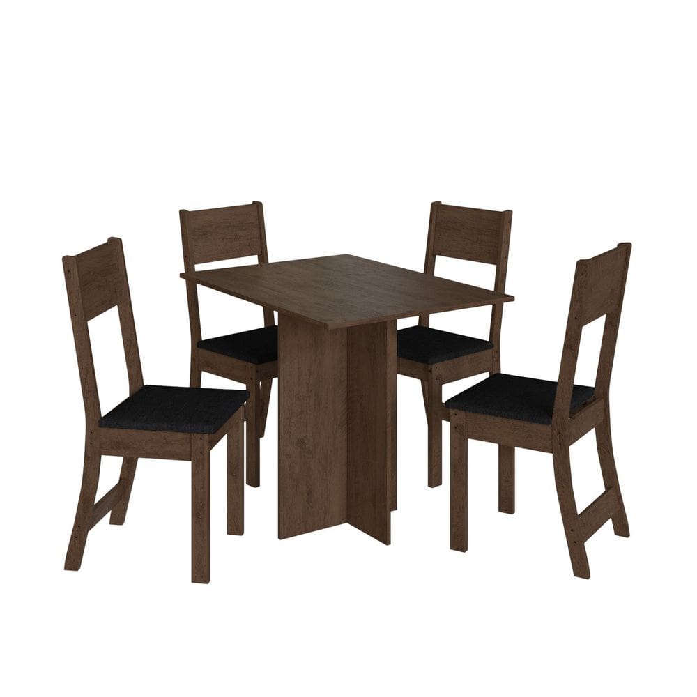 Conjunto Sala de Jantar com 4 Cadeiras Talita Marrom/Preto