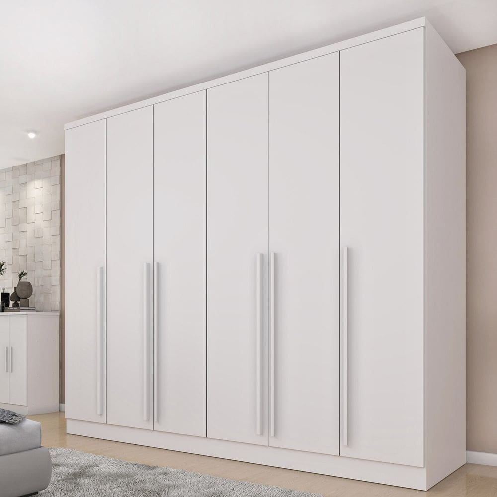 Guarda-Roupa Casal 6 Portas 8 Gavetas Puxador MDF 270cm Portugal Espresso Móveis Neve