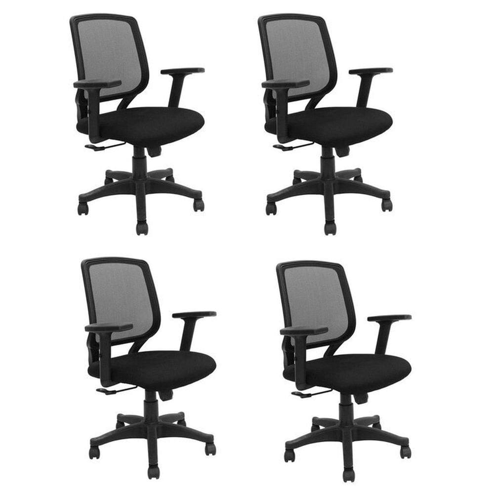 Kit com 4 Cadeiras de Escritório Diretor Giratória Office Ávila Preto