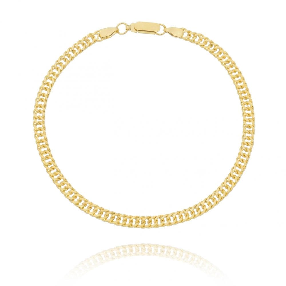 Pulseira Masculina Groumet Elo Duplo Folheado Em Ouro 18K