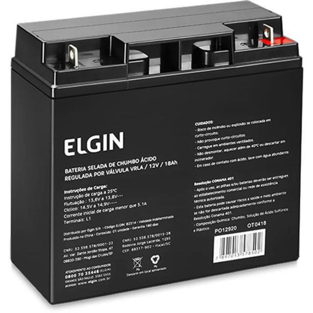 Elgin Selada 12V 18Ah Nobreak E Cerca Elétrica