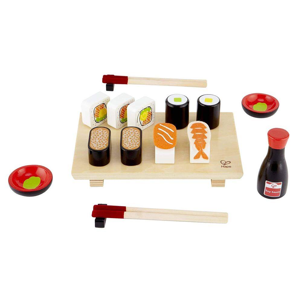 Seleção de sushi de madeira Toy Food Set Hape para crianças de 3 a 5 anos