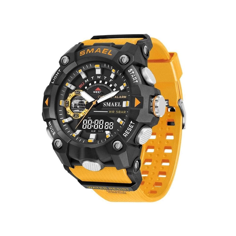 Relógio Masculino Smael Anadigi 8040 Laranja E Preto