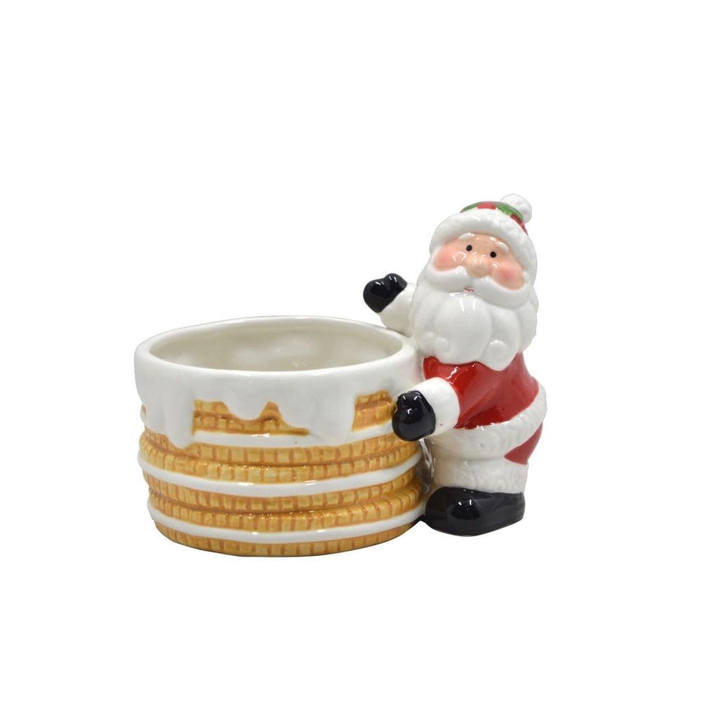Cachepot De Cerâmica Natalino Papai Noel Decorativo 13Cm