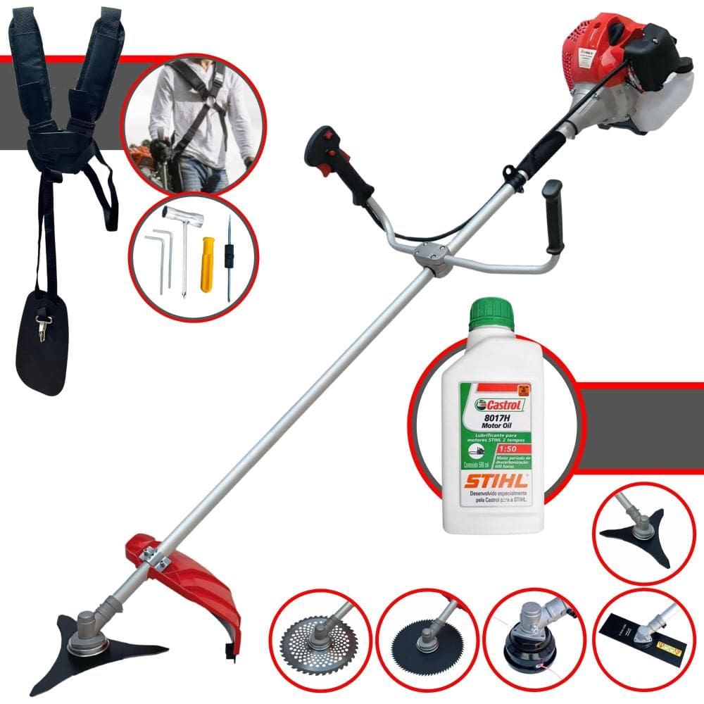 Roçadeira À Gasolina Anmax CG430P-TB 43cc 2HP 9.000rpm Multifuncional Completa Com 5 Opções de Cortes + ÓLEO STIHL 2T