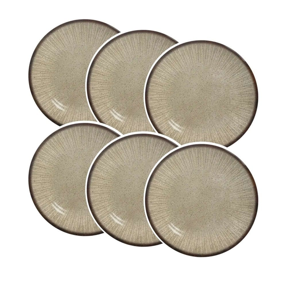Conjunto de 6 Pratos Sobremesa de Cerâmica Mônaco 21cm - Alleanza