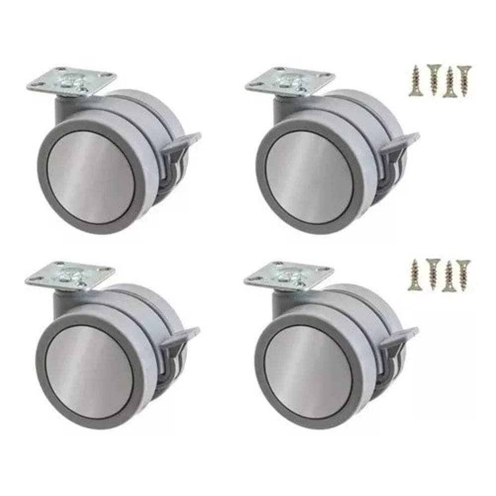 Kit 4 Rodinhas Preto Para Moveis - Rack - Estantes - Puff