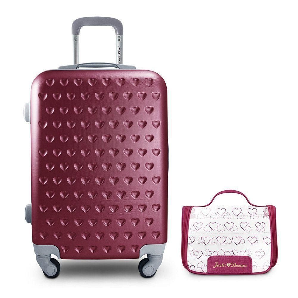 Kit Mala De Bordo E Necessaire Transparente Love Vinho