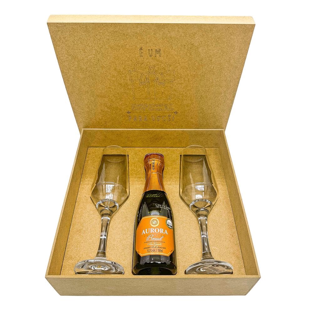 Kit Presente Aurora Boreal Baby Prosecco + 2 Taças