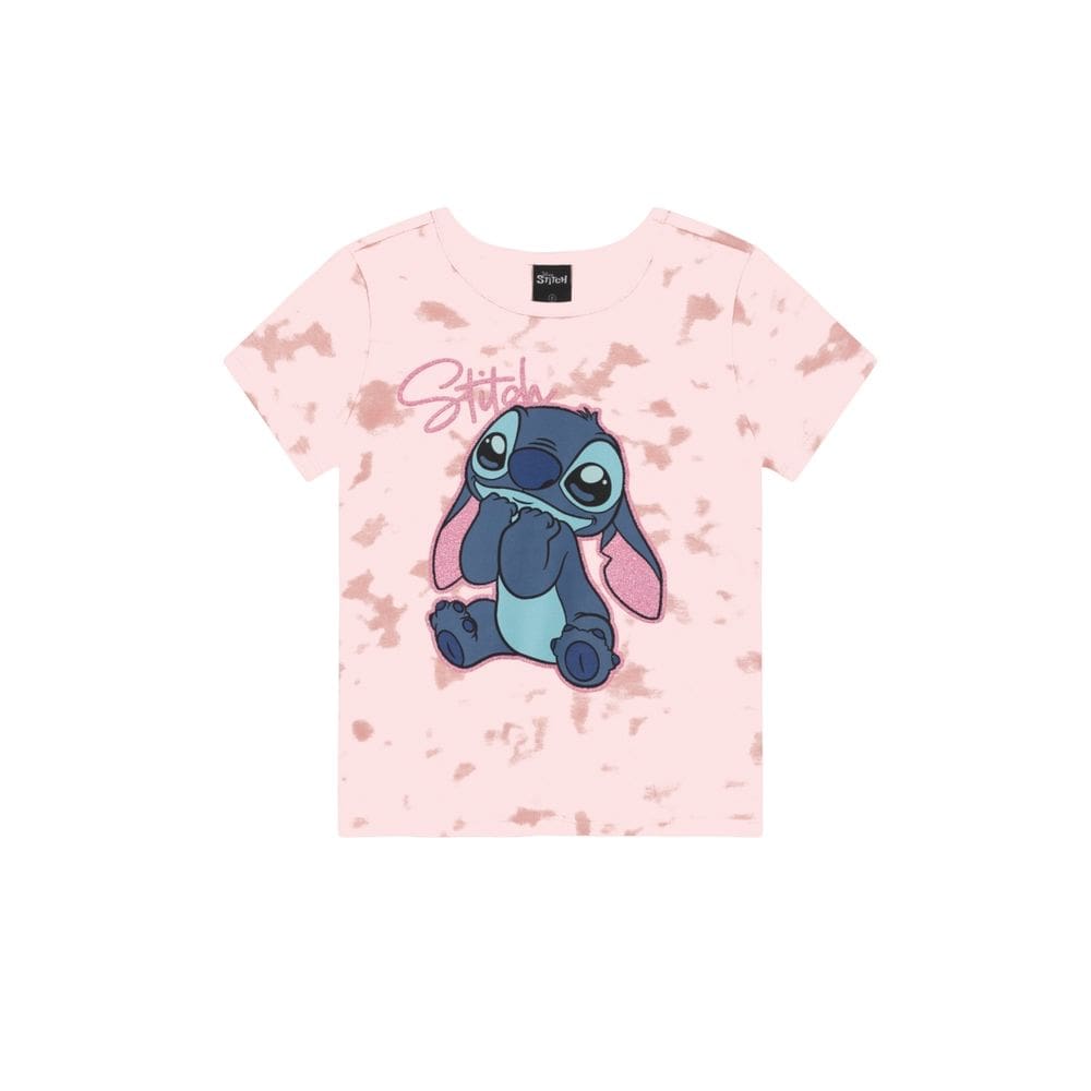 Blusa infantil menina tiedye do Stitch Brandili Rosa