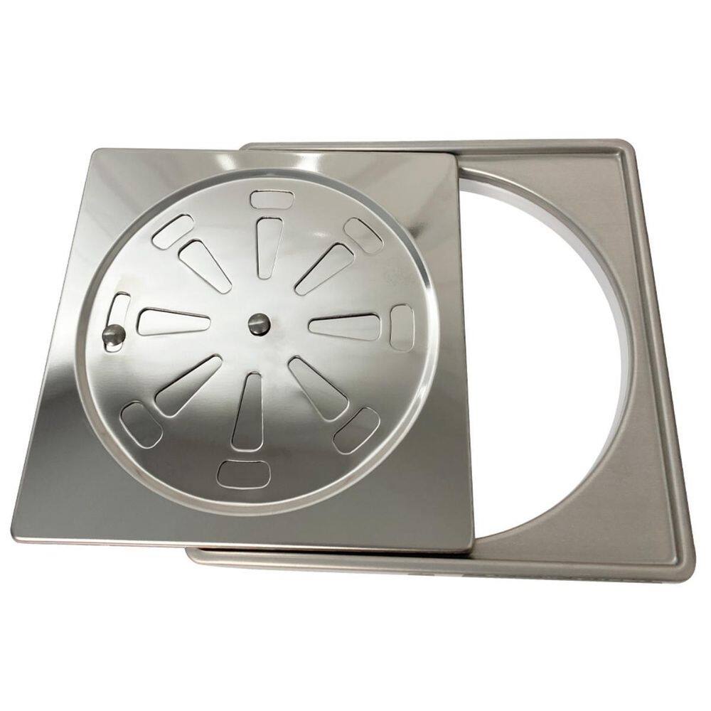 Kit Porta Grelha + Ralo Abre Fecha 10X10 Inox 304 Caixilho