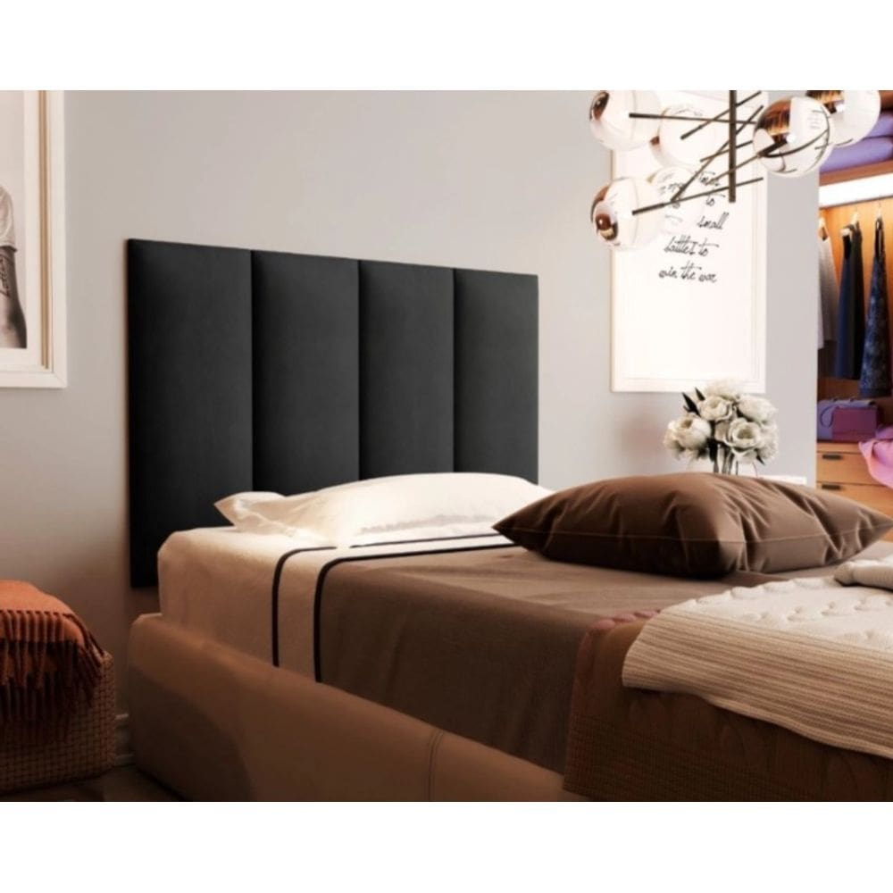 Cabeceira Solteiro 88 - Bello Box - Milão Suede Preta
