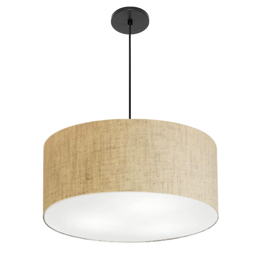 Lustre Pendente Cilíndrico Vivare Free Lux Pe-4386PR Cúpula em Tecido - 50X25cm