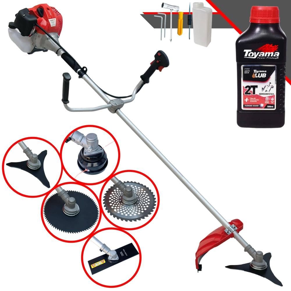 Roçadeira Cortador de Grama À Gasolina Anmax CG430P-TB 43cc 2HP Completa 5 em 1 Com Carretel + 4 Lâminas de Corte + ÓLEO TOYAMA FG50 2T