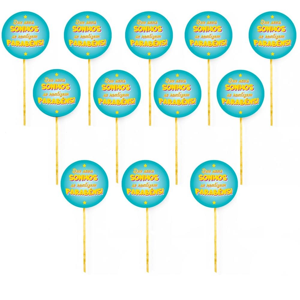 Kit 12 Picks Decorativos Arranjo Flor Madeira Realize Sonhos