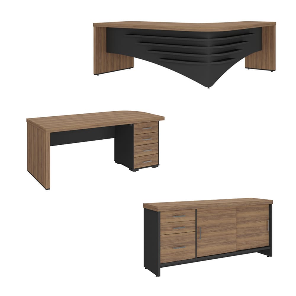 Conjunto Escritório: Mesa LE 6129 + Balcão 6177 + Mesa 6126