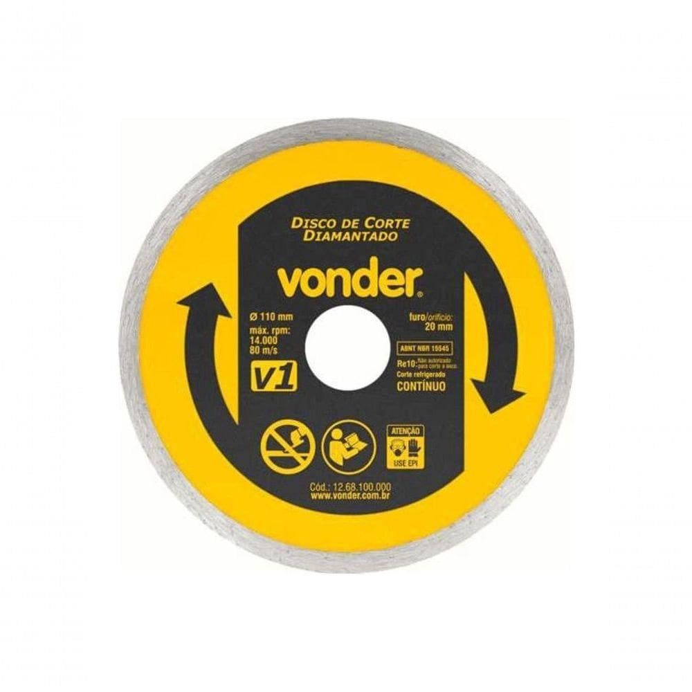 Disco Diamantado Vonder 110mm V1 Furo 20