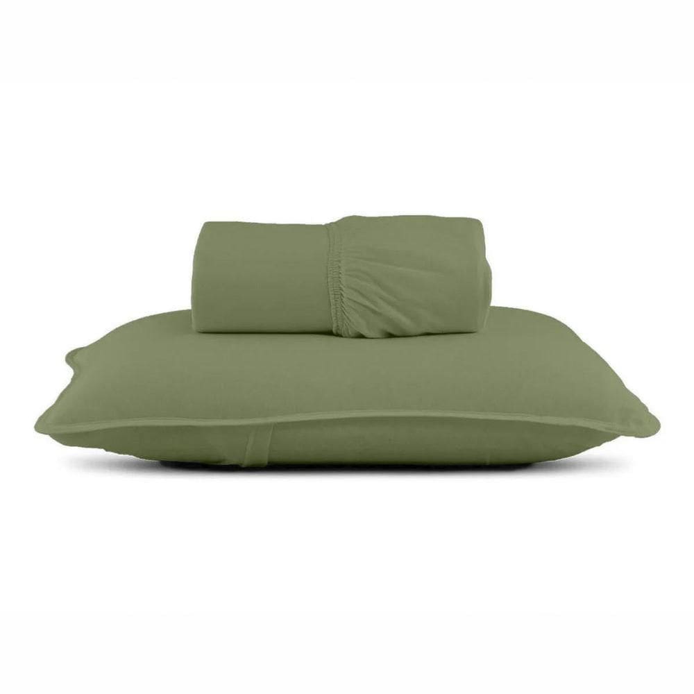 Jogo De Cama Solteiro Malha Lisa Com Elástico 100% Algodão - Linha Casa - Verde