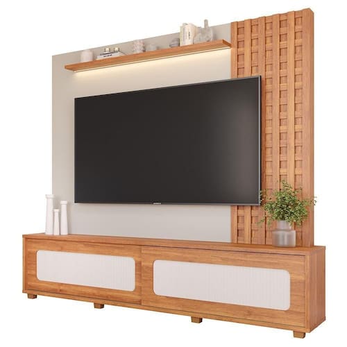 imagem-Estante Home Theater Marrocos Cinamomo-off White Para Até 84? - Permóbili Cinamomo-off White