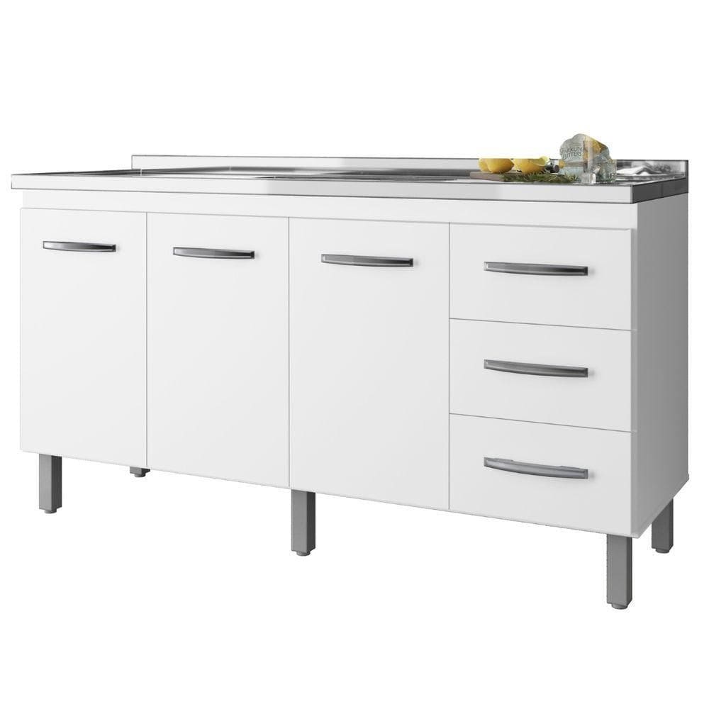 Balcão Para Pia Diana 150 Cm 3 Portas Branco Moblis
