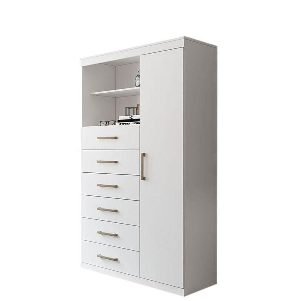 Multi-cômoda Marabá Com Porta E 6 Gavetas Branco - Santos Andirá Branco