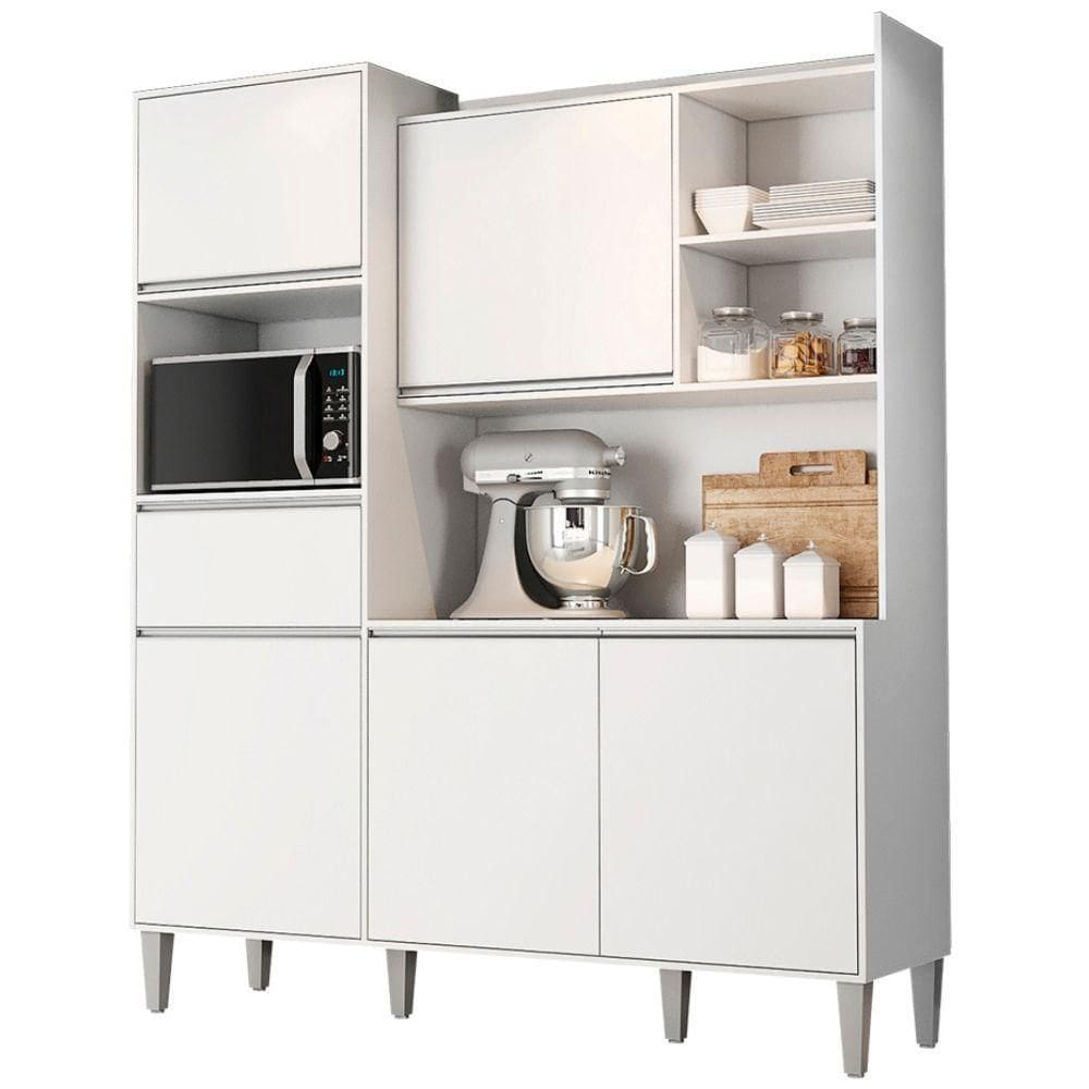 Kit Armário Cozinha Compacta Isabel 5 Portas Branco Ajl