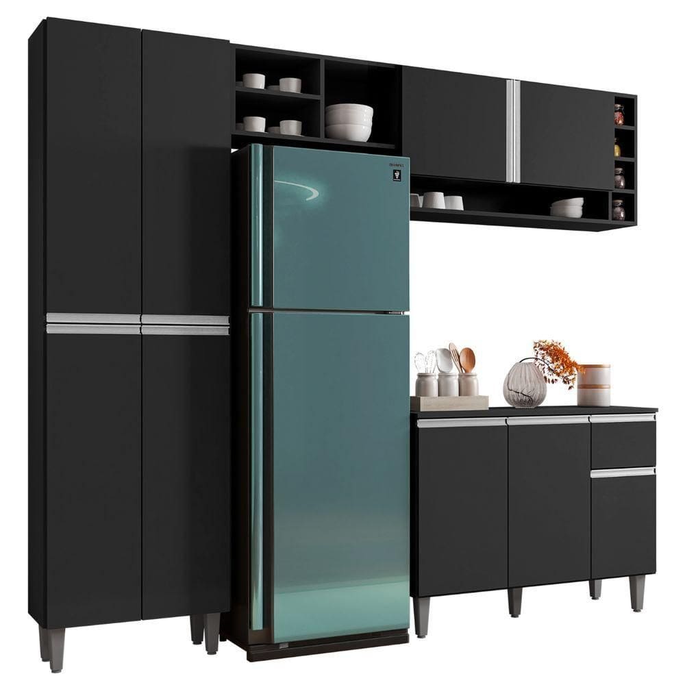 Cozinha Modulada Completa 4 Peças Vanessa Preto Ajl