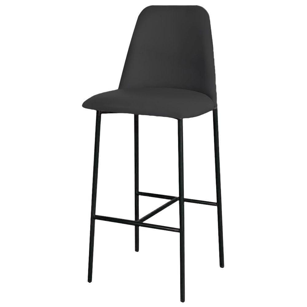 Banqueta Turquia Veludo Preto Em Metal Preto